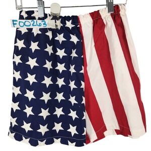 Flag Wear Made in USA 100% Cotton Canvas Red White Blue Stars Stripes Shorts L